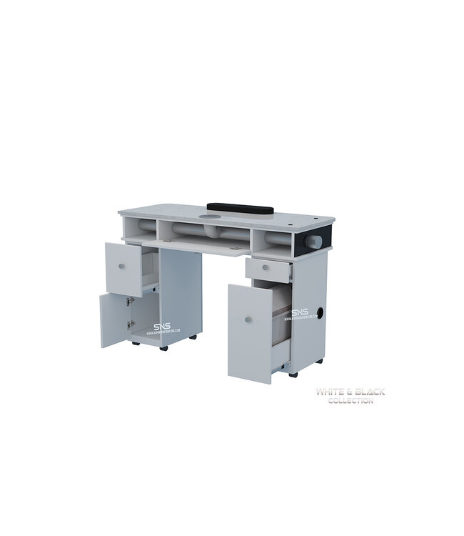SNS White & Black # WB911  Nail Table  With  PIPE