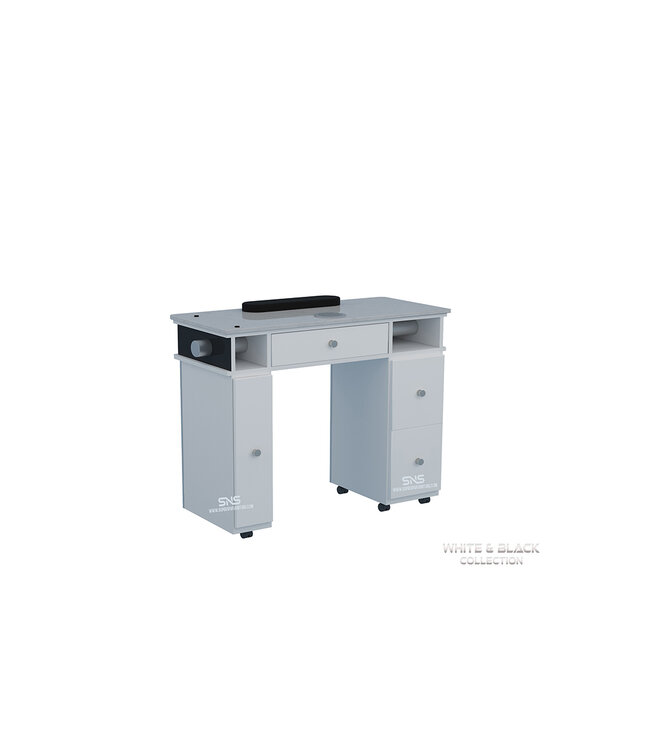 SNS White & Black WB912 Nail Table With PIPE