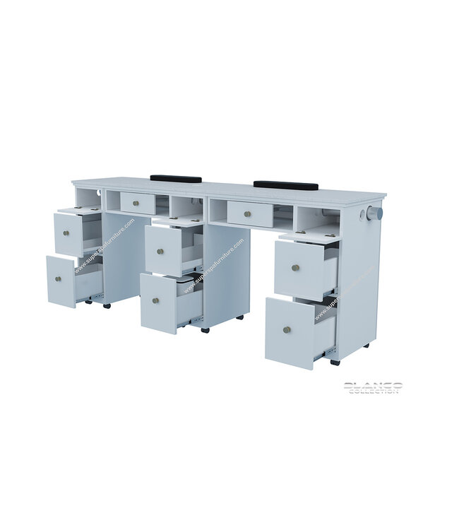 SNS BLANCO BL152  Double Nail Table With Pipe