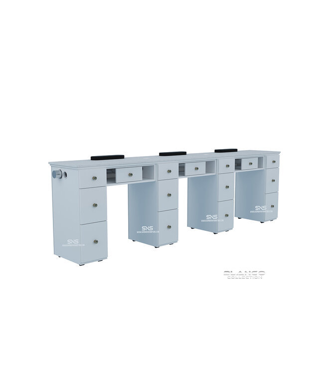 SNS BLANCO BL153 Triple Nail Table With Pipe