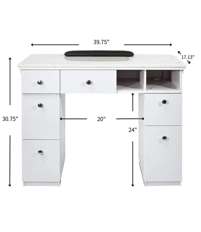 SNS Nail Table White & Silver