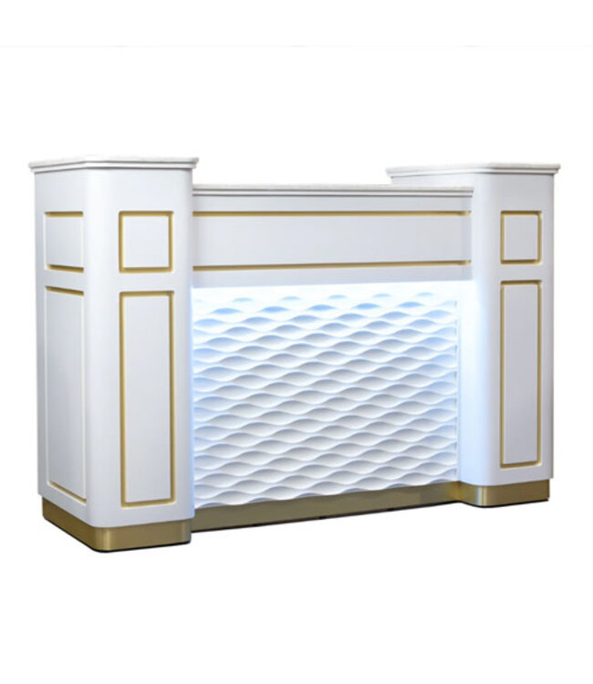 SNS Reception Desk LED  White & Gold