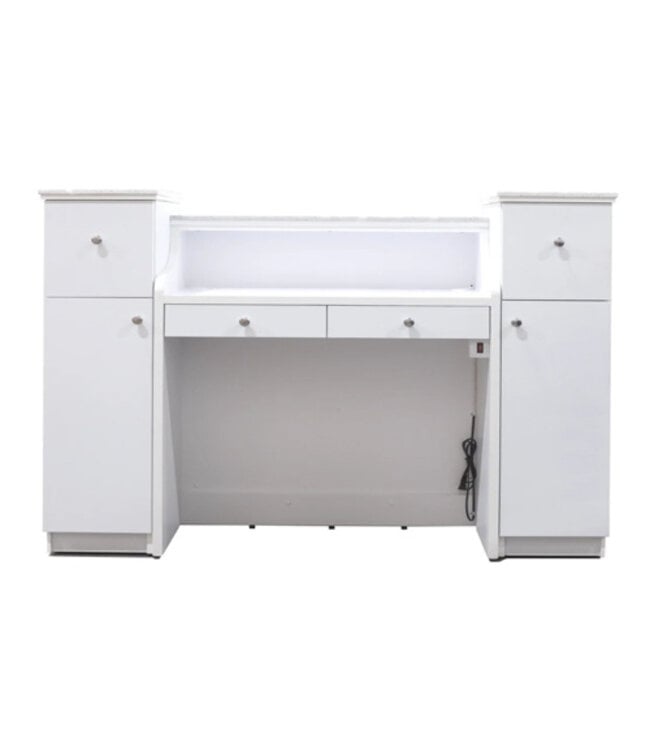 SNS Reception Desk LED  White & Gold
