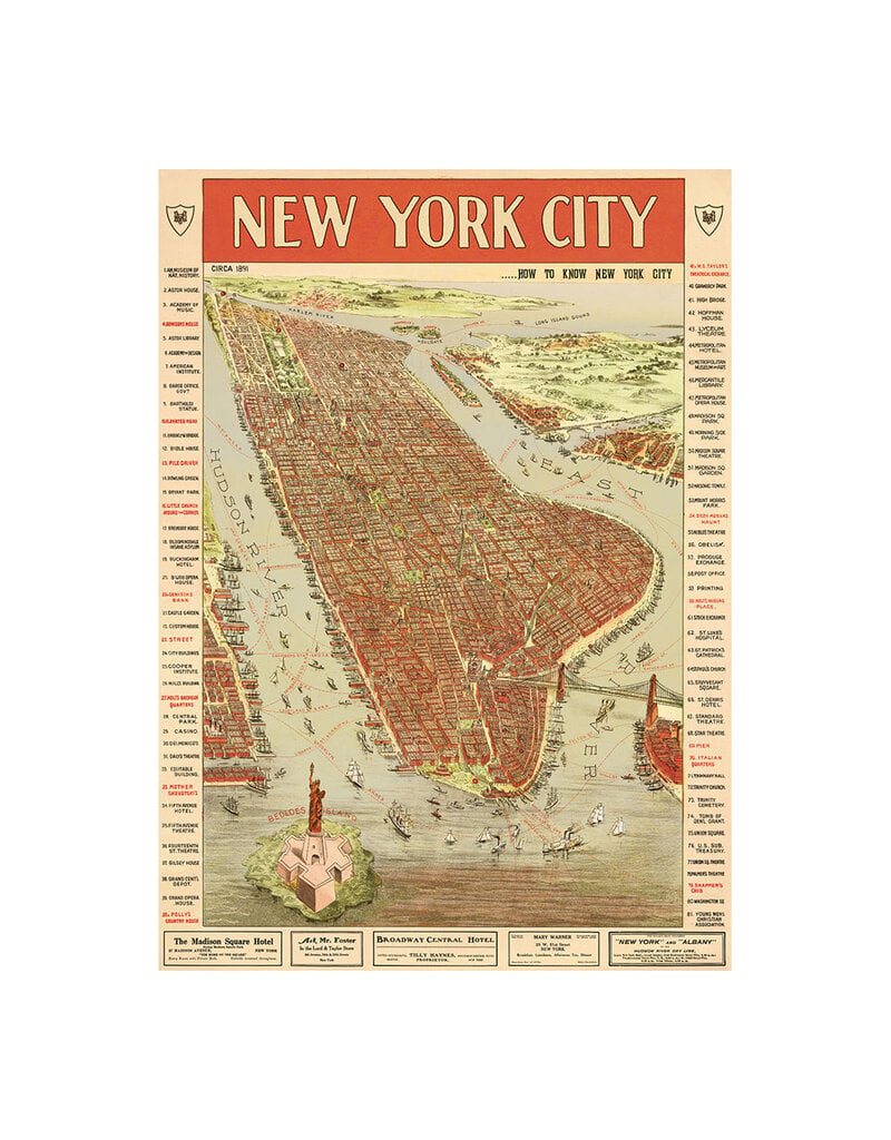 New York 1891 Map Wrapping Paper / Print