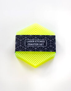 Laser Etched Coaster Set Yellow