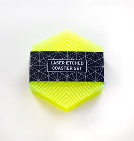 Laser Etched Coaster Set Yellow