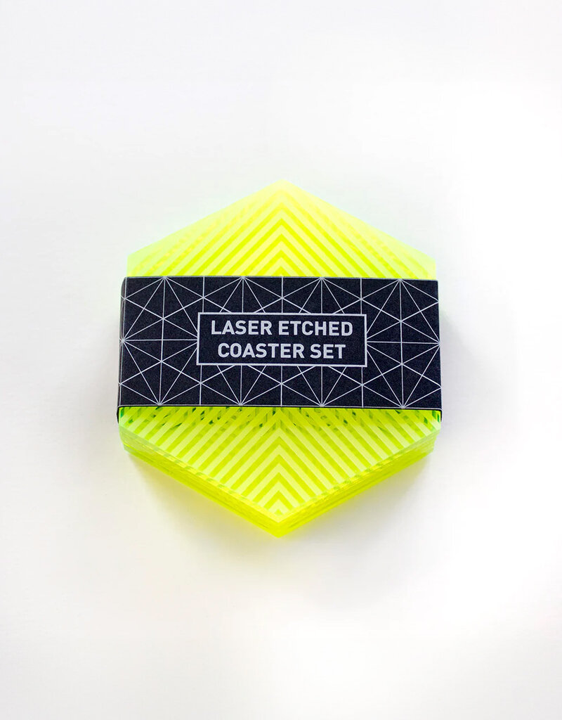 Laser Etched Coaster Set Yellow
