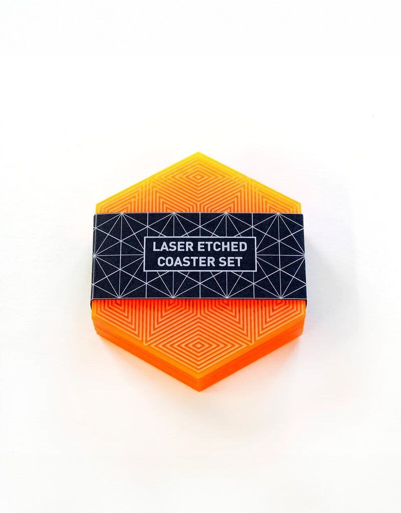 Laser Etched Coaster Set Orange