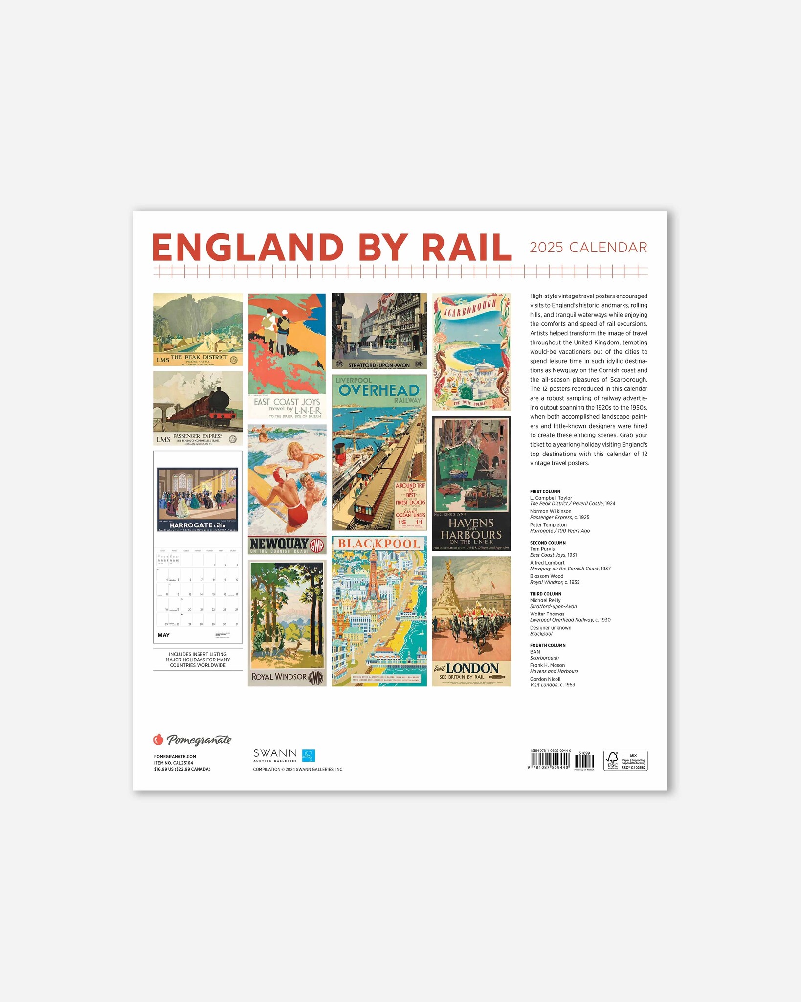 England by Rail 2025 Wall Calendar Poster House Shop