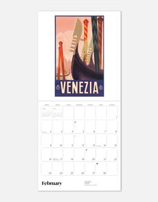 Italy Vintage Travel Posters 2025 Wall Calendar