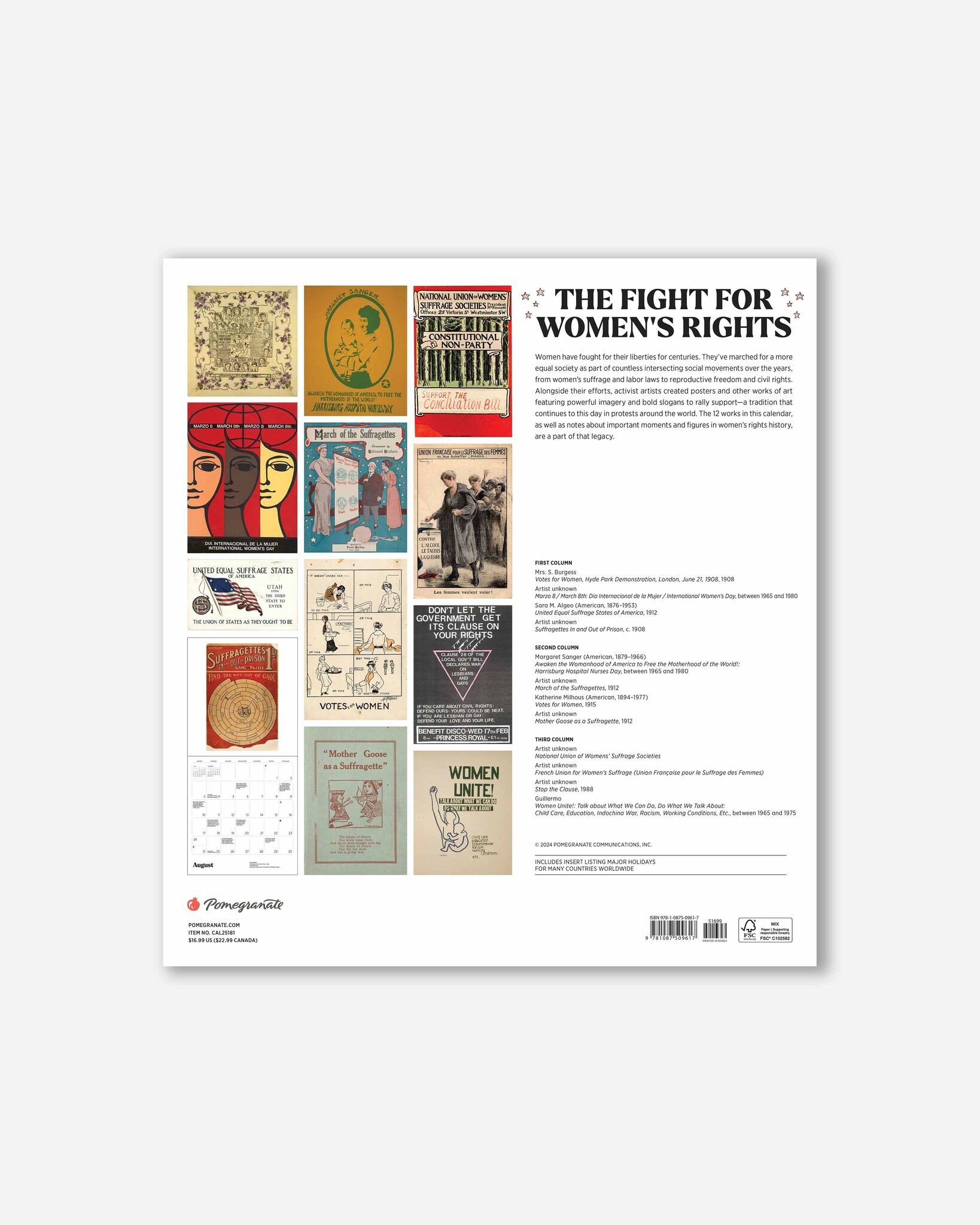 The Fight for Women's Rights 2025 Wall Calendar Poster House Shop