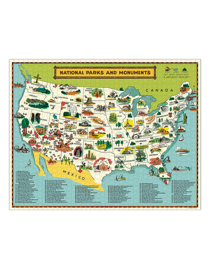 National Parks Map 1000 Piece Puzzle