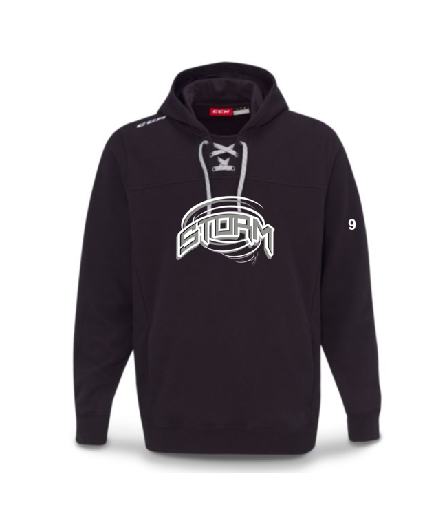 CUSTOM STRATHMORE STORM CCM TEAM FLEECE HOODIE BLACK F7512 SR