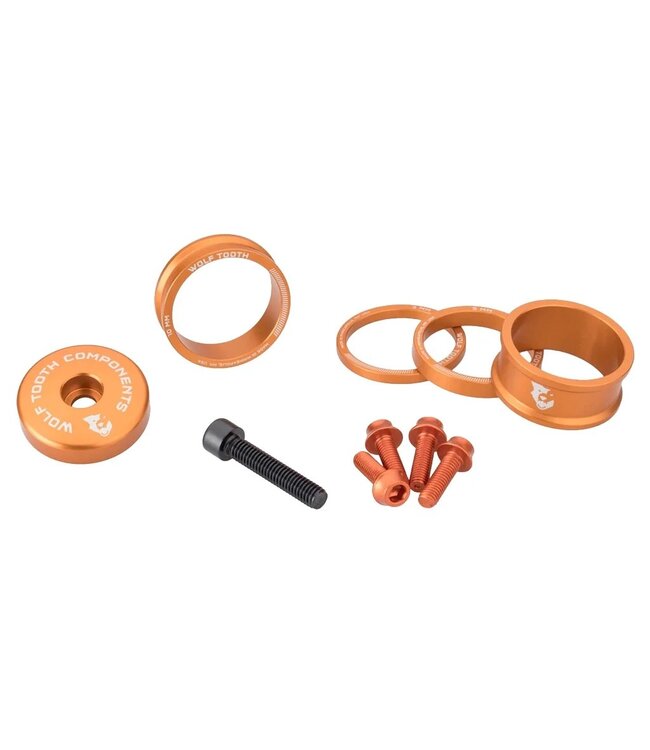 WOLF TOOTH WOLF TOOTH BLING KIT 1-1/8" HEADSET SPACERS ORANGE