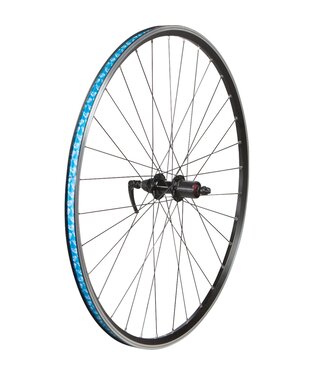 49N 29" / 700C RIM BRAKE CASSETTE REAR WHEEL BLACK (BLACK SPOKES)