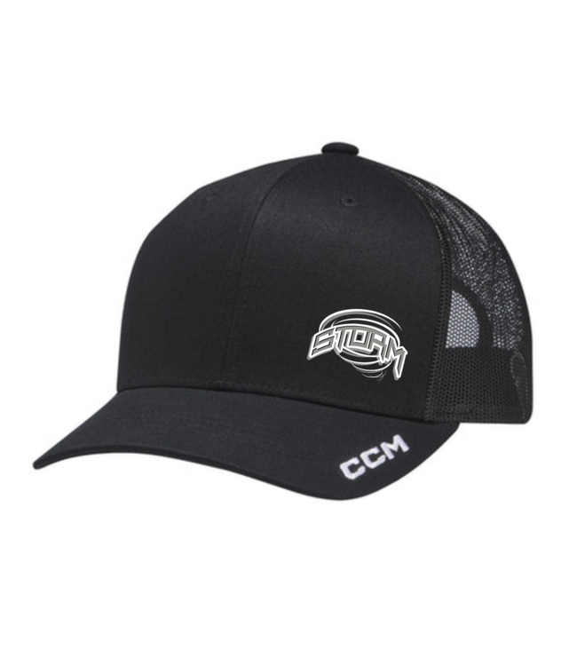 STRATHMORE STORM CCM MESH SNAP BACK HAT BLACK HTR2TA
