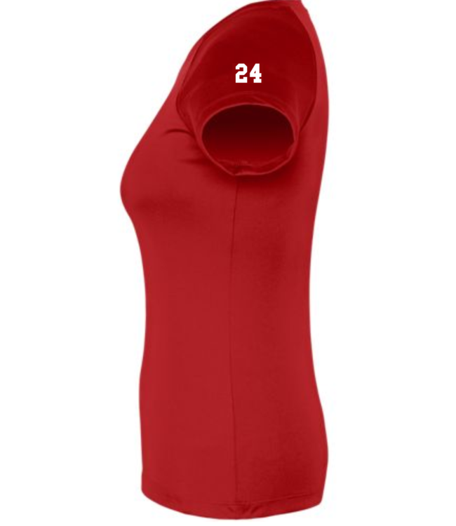 GLACIERS CHAMPION WOMENS V-NECK SHIRT SHIRT RED 2657TL