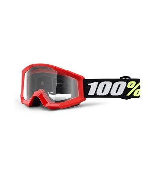 100% STRATA MINI YOUTH GOGGLES W/ CLEAR LENS RED