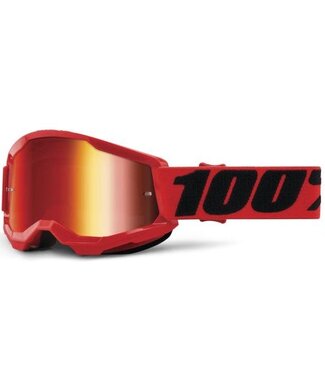 100% 100% STRATA 2 GOGGLES JR W/ MIRROR LENS RED/SILVER