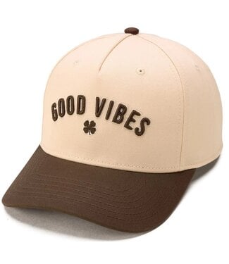 Black Clover BLACK CLOVER ADJUSTABLE SNAPBACK HAT GOOD VIBES ONLY TAN