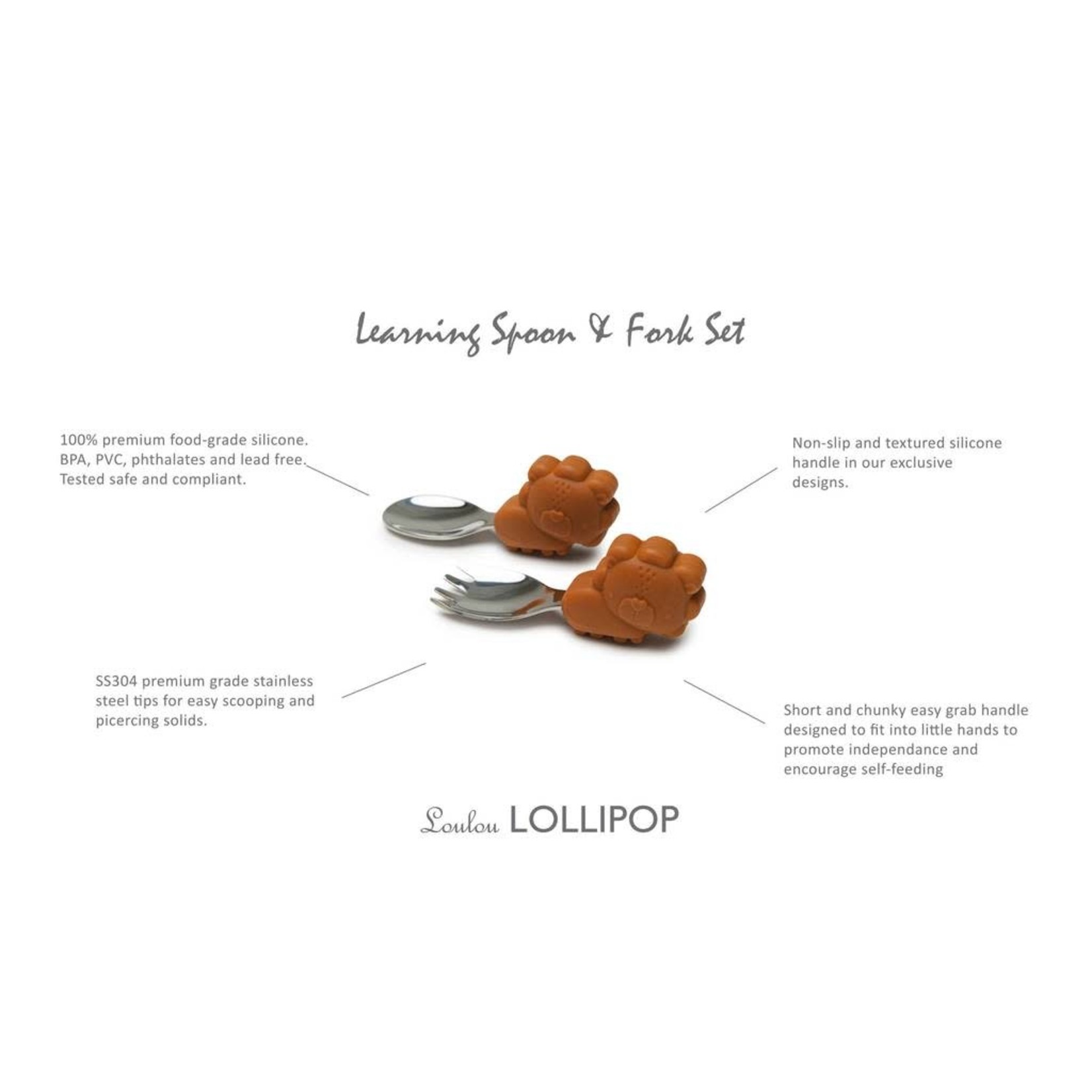 Loulou Lollipop Learning Spoon and Fork set - Lion