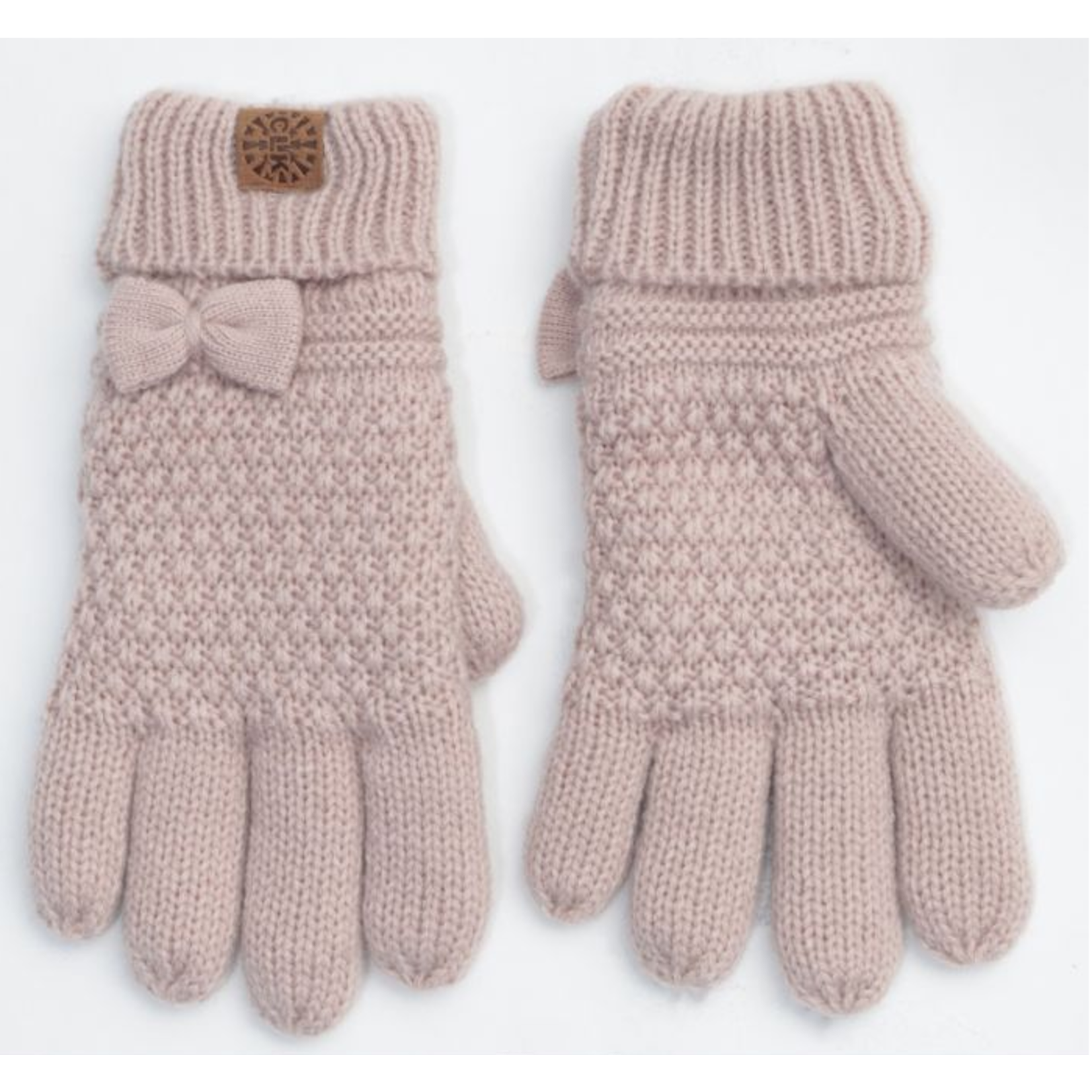 calikids Calikids Girls Knit Bow Gloves - Pink