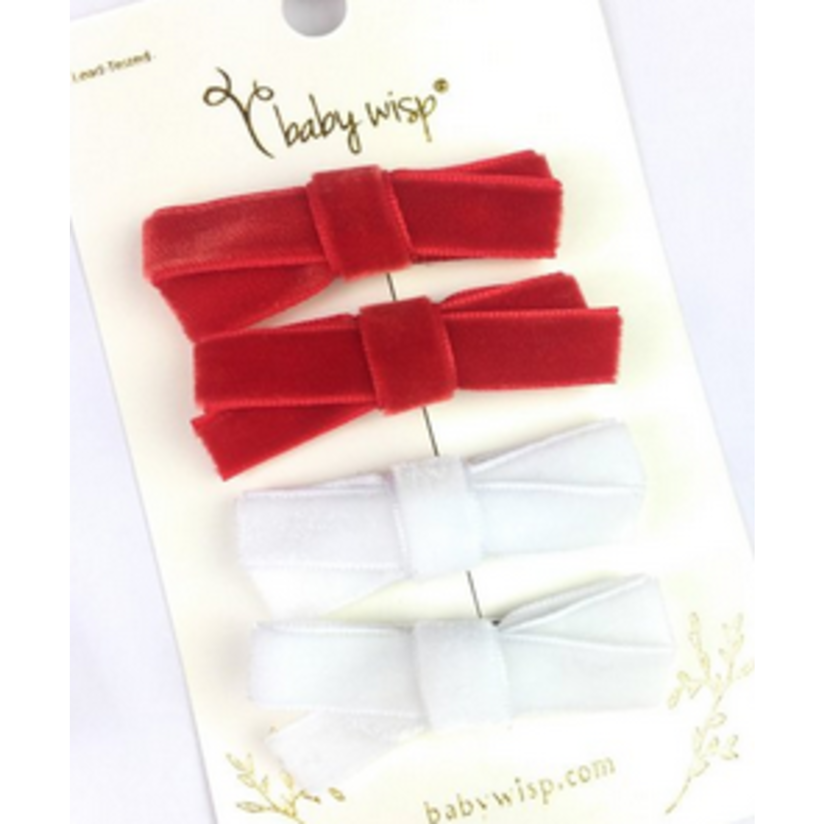 baby wisp Baby Wisp Velvet hand tied bows 4pk red/white
