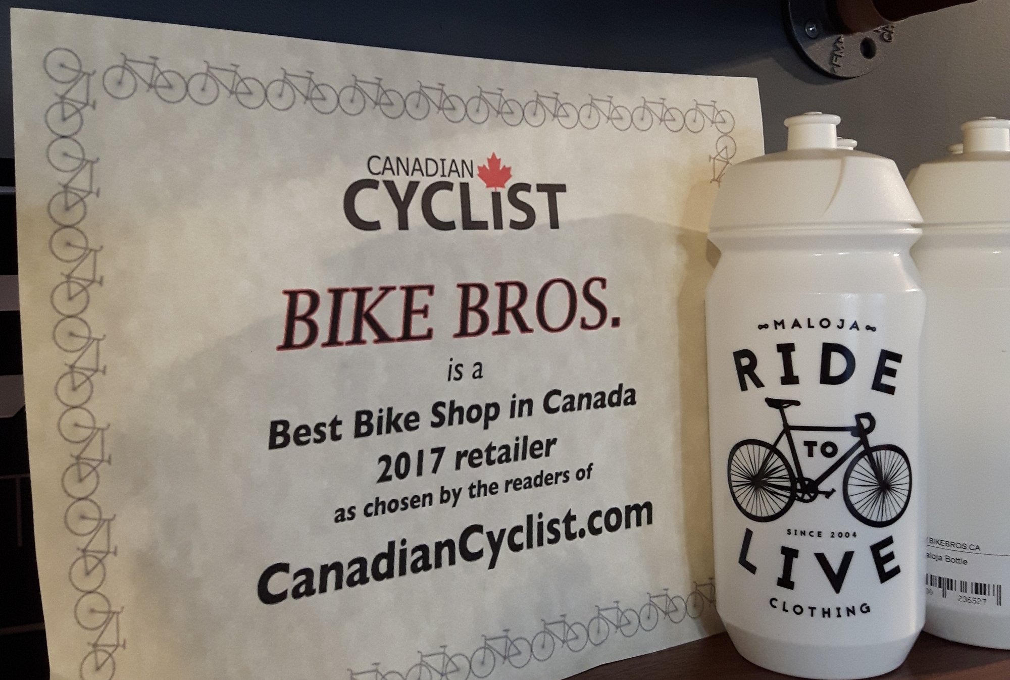 Bike Bros award for Best Bike Shop in Calgary