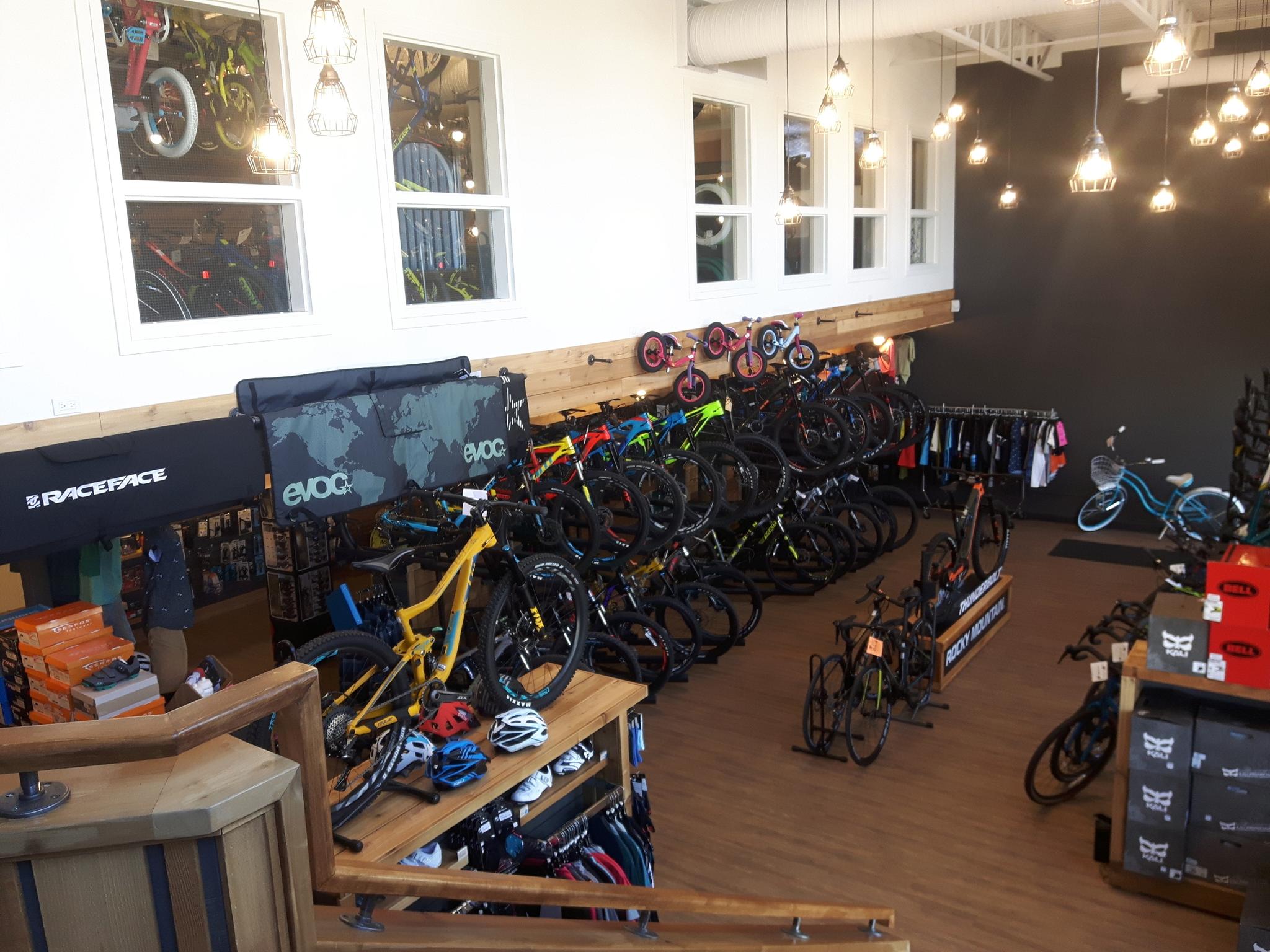 Inside Bike Bros. in Cochrane. Canada's Best Bike Shop.
