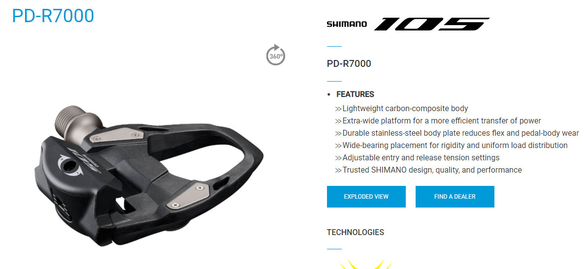 Shimano PD-R7000 105 Carbon SPD-SL road pedals