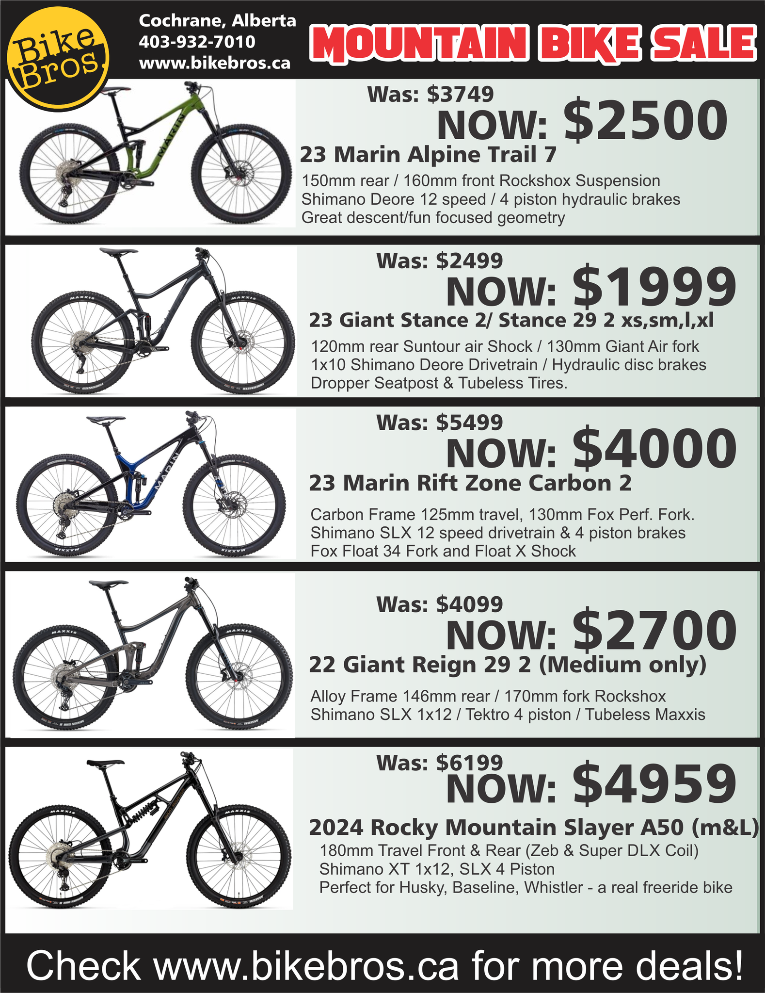 Mountain Bike Sale sheet