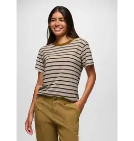 prAna Cozy Up SS Crew Womens  Retro Olive Stripe *DISCONTINUED*