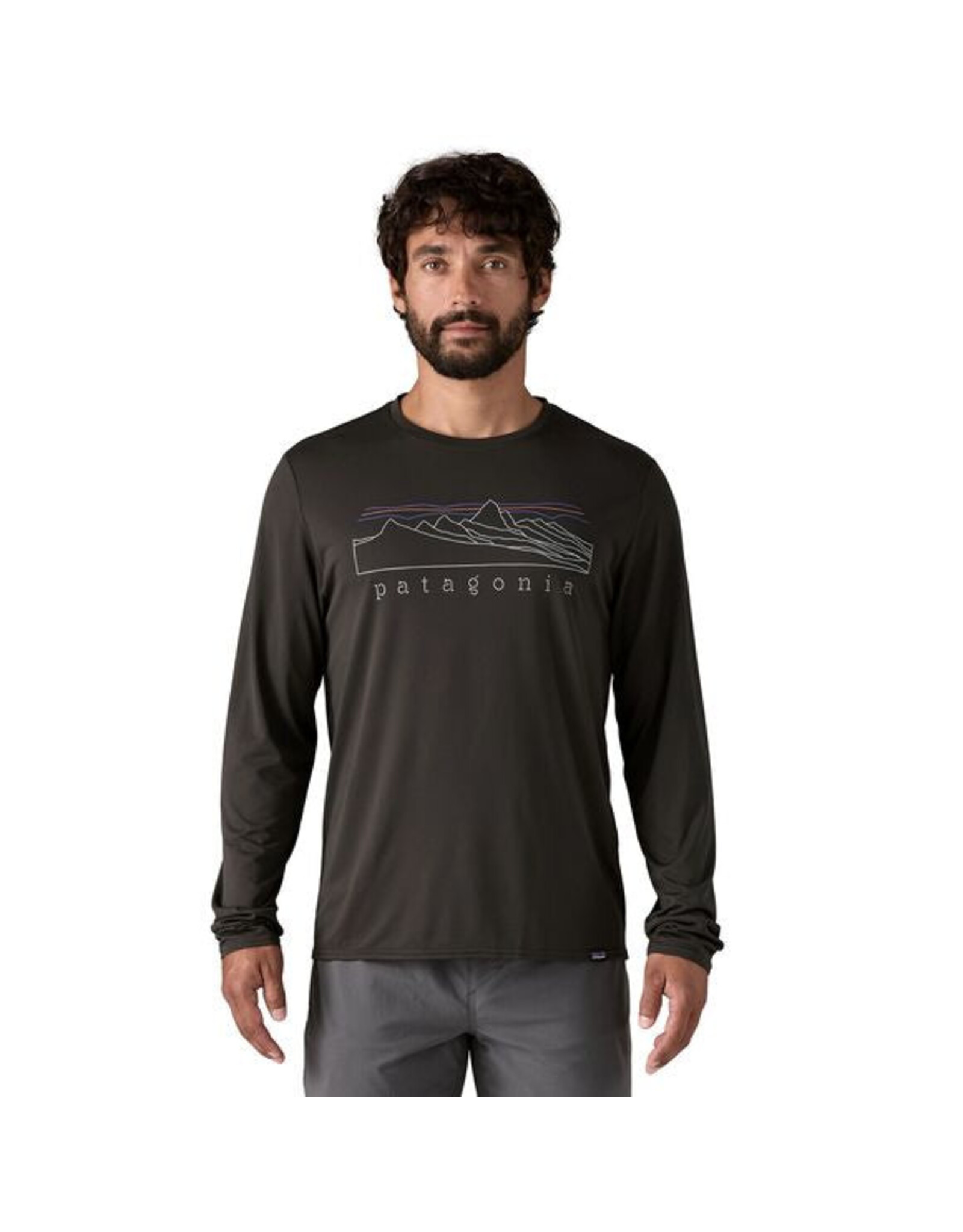 Patagonia Mens L/S Cap Cool Daily Graphic Shirt Stratapeaks: Black