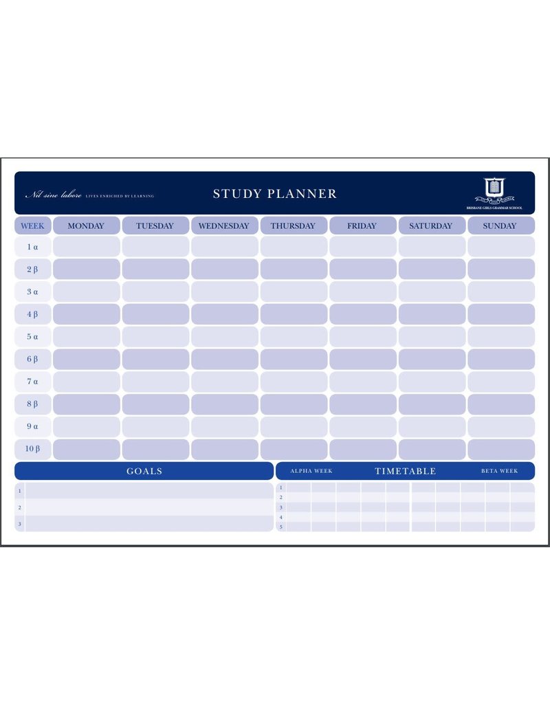 BGGS STUDY PLANNER