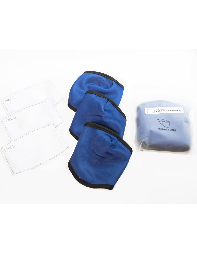 REUSABLE 3 LAYER  FACE MASKS WITH FILTERS (3PKT)