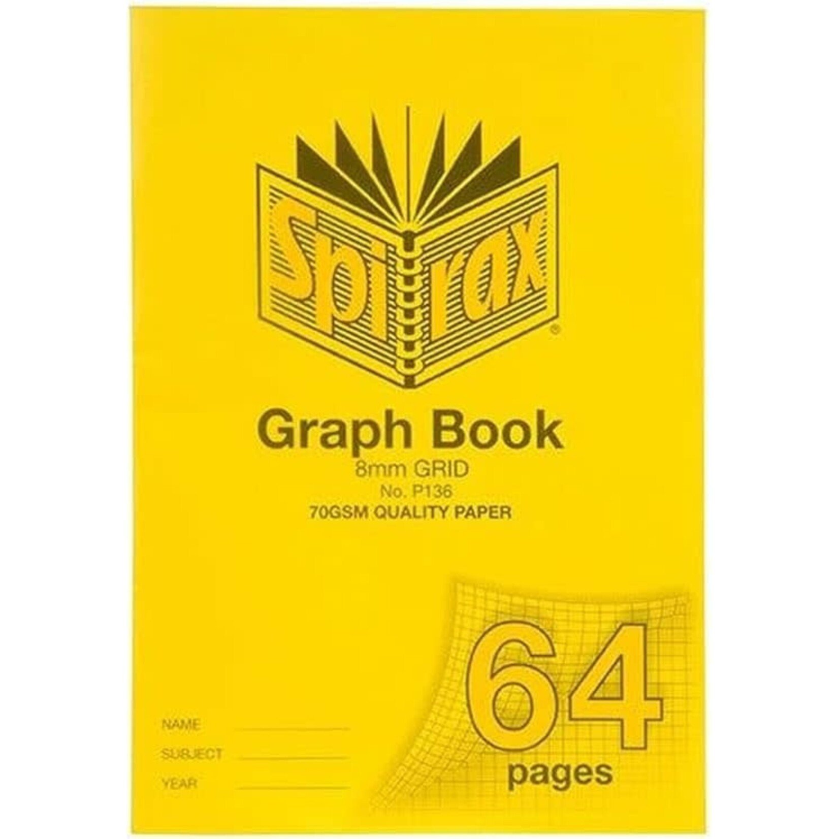 Grid Book A4 8mm 64 page PP Cover #P136 Spirax (Year 6)