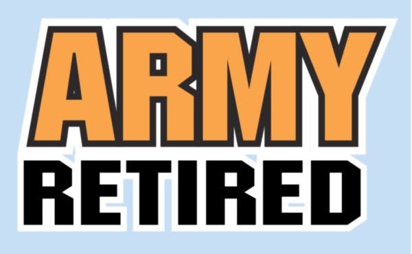 Mitchell Proffitt Army Retired Stacked Text Window Decal 5.125 x 2.93