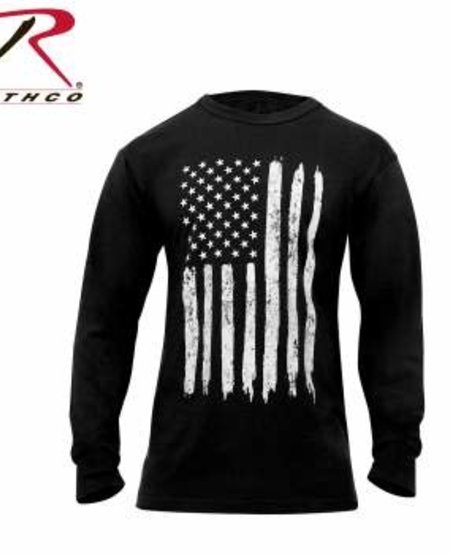 Black US Flag Long Sleeve T-Shirt