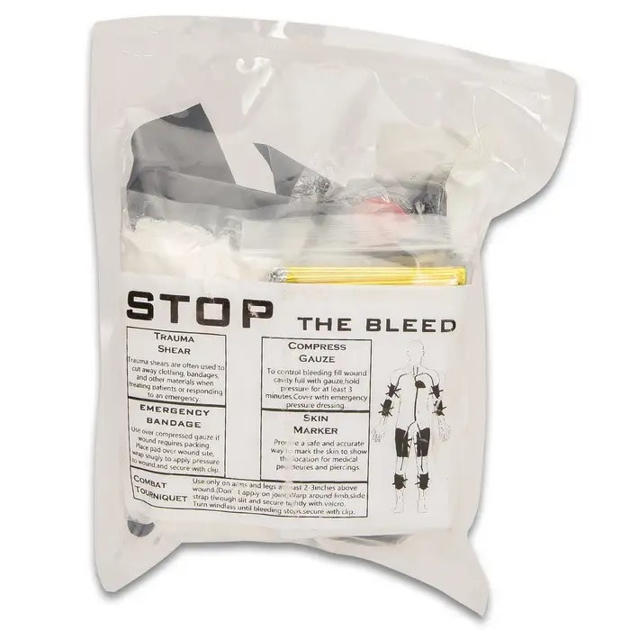 Advanced Trauma Bleeding Control Kit - First Aid Tools, Tourniquets, Emergency Blanket, Pressure Bandage