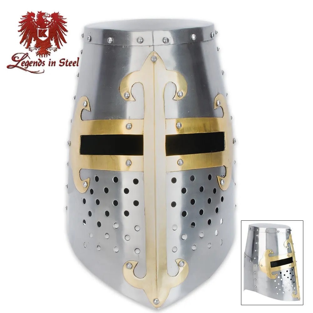 Crusader Helmet with Brass Fittings