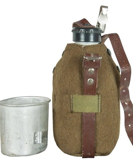 Romanian Military Aluminum Canteen with Cover and Cup
