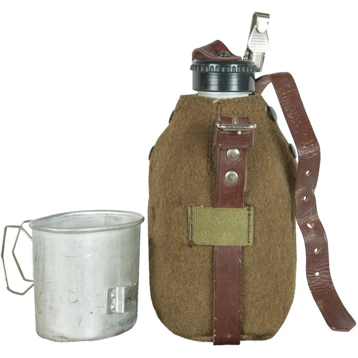 Military Romanian Military Aluminum Canteen with Cover and Cup