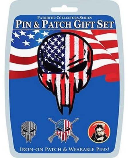 Red, White and Blue Punisher Pin and Patch Gift Set