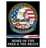 Eagle Emblems American Warriors Banner Flag 29" x 42"
