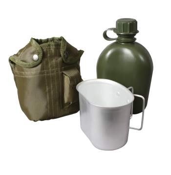 Rothco 3 Piece Olive Drab Canteen Kit with Cover & Aluminum Cup