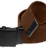Brown Military Web Belt with Black Buckle