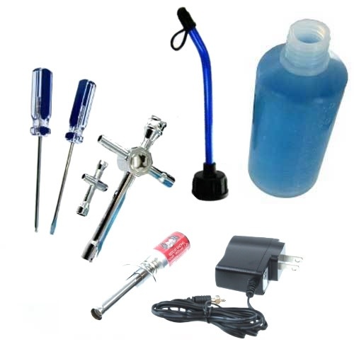 Redcat Racing Starter Kit Includes: Tools, Fuel Bottle, Rechargeable Glow Plug Ignitor, and a Glow Plug Ignitor Charger.  Recommended For All Nitro Vehicles.