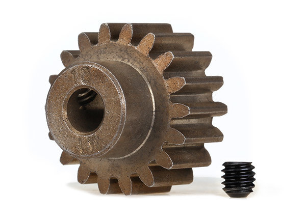 Traxxas 6491X Gear, 18-T pinion (1.0 metric pitch) (fits 5mm shaft)/ set screw (for use only with steel spur gears)