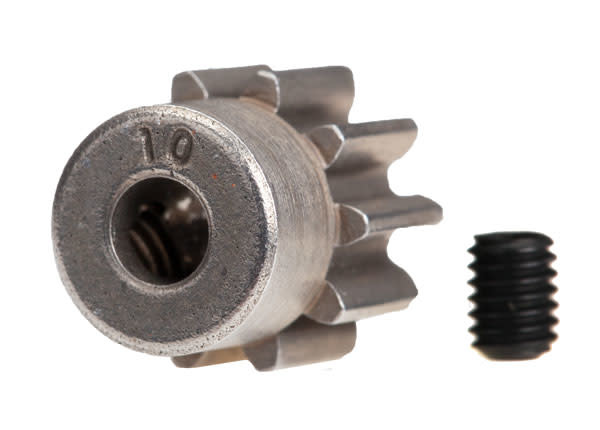 Traxxas Gear, 10-T pinion (32-p) (steel)/ set screw