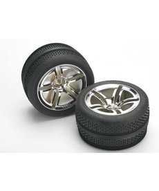 Traxxas Tires & wheels, assembled, glued (Twin-Spoke wheels, Victory tires, foam inserts) (nitro front) (2)